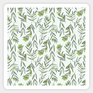 Green Olives Branches Watercolor Sticker